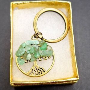 Aventurine handmade tree of life keychain bronze keyring charm accessory